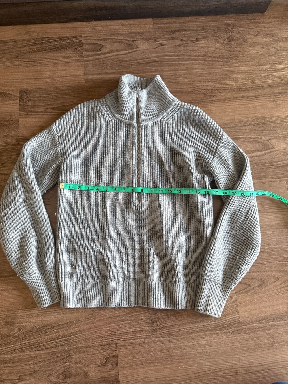 Quince Australian merino wool half zip XS heathered grey